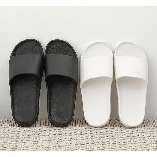 2021 New Slippers Women Summer Simple Solid color Lovers Slide Shoes Thick Non-slip Bathroom Soft Ins Tide To Wear Cool Slippers