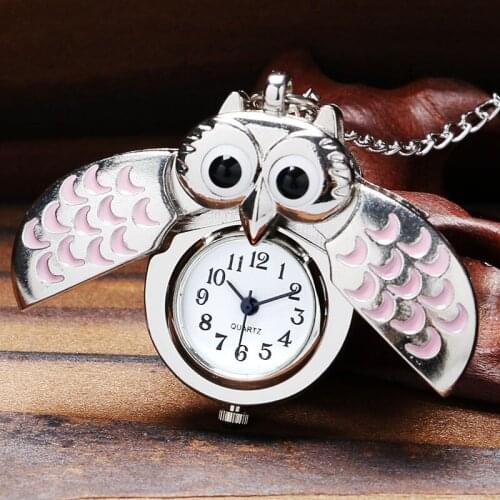 Unique vintage bronze antique fashion alloy vivid owl pocket watches pendent necklace free shipping