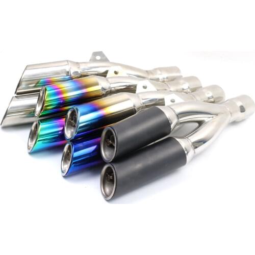 Motorcycle Exhaust Double Hole Pipe Muffler Escape Moto Black For Kawasaki ninja 300 ER6N Aprilia RSV4 Fit Most Sportster AK236