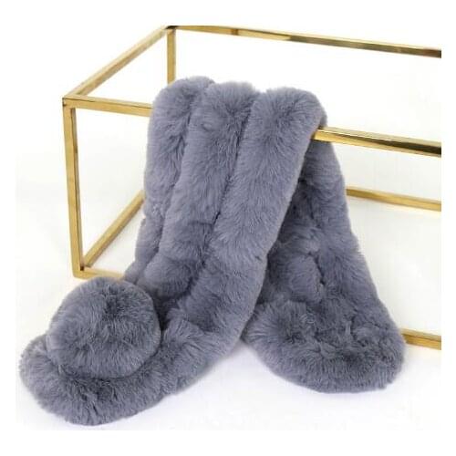 High Quality Solid Fake Rabbit Fur Collar Winter Scarf Girls Luxury Brand Scarves Soft Neckerchief Faux Rabbit Fur Warm Loop