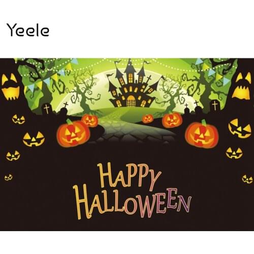 Yeele Photocall Halloween Backdrop Baby Shower Pumpkin Castle Party Decor Photographic Background Photography Photo Studio Shoot