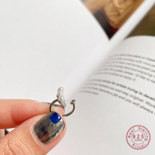 HI MAN 925 Sterling Silver Temperament Fashion Single Row Pearls Ear Clip Women Noble Elegant Wedding Party Jewelry