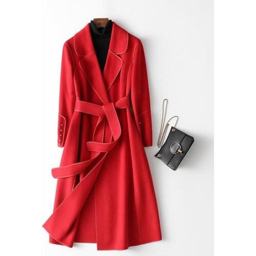 Women Double-sided Overcoat 2021 New Female High-end Woolen Coat Lady Spring Autumn Wool Jacket Long Sleeve Woolen Jackets A689