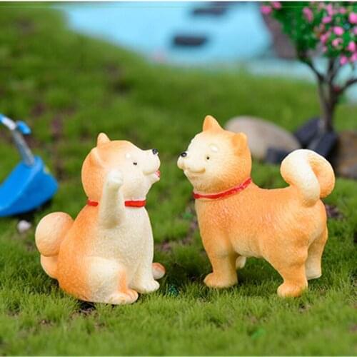 ZOCDOU 1 Piece Lovely Doggy Playful Small Yellow Dog Perro Animal Small Statue Figurine Crafts Ornament Miniatures Decoration