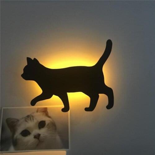 1pcs Night Lights Led Light Sensor Night Sound Control Shadow Lamp Led Projection Lamp Cat Wall Light For Kids Room Home Decor
