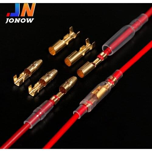 100PCS 4.0mm Bullet Terminals Connector Gold Brass Crimp Electrical Wire Connectors With Insulating Sleeves For Car Motorcycle