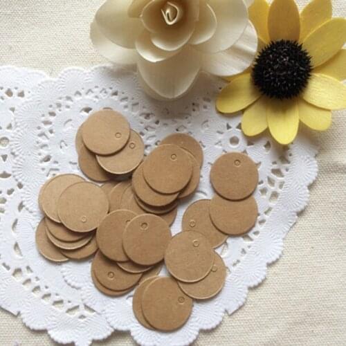 100PCS DIY Round Brown Garment labels Handmade Bowknot Kraft Label Vintage Label DIY Hand Made For Cake Baking Sealing Hang tag