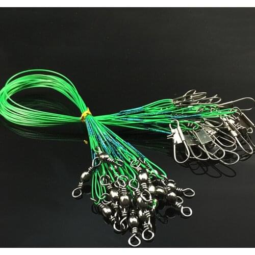 20pcs/lot 15cm 20cm 25 cm Fishing Wire Line Leash Lure Fishhook Line Trace Wire Leader Swivel Snap Spinner Shark Spinning Expert