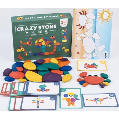 36PCS Montessori Rainbow Pebbles Jenga Educational Toys Wooden Pebbles Stacked Stones Stacking Game Montessori Toy For Children