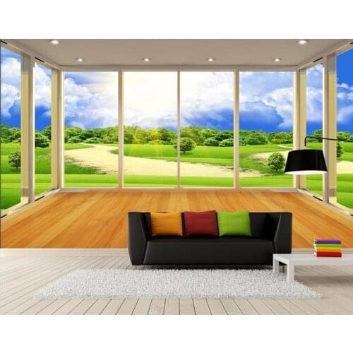 Custom 3D wallpaper for walls 3 d wall murals country grassland scenery TV setting wall balcony window wallpaper for living room