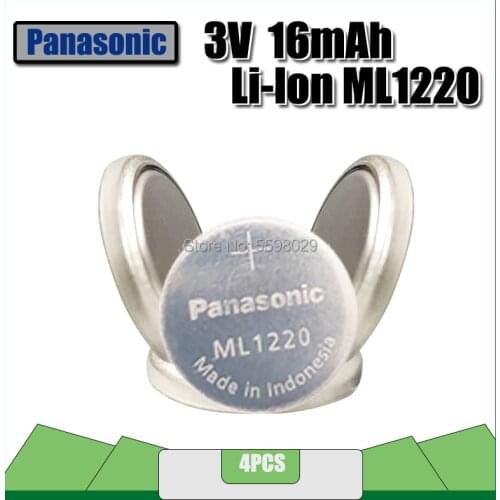 4PCS Panasonic Original ML1220 3V ML 1220 Rechargeable Battery CMOS RTC BIOS Back Up Cell Button Coin Battery