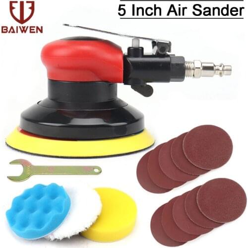 5 Inch Pneumatic Air Sander Polisher Tools DA Random Orbital Palm Machine Polishing Grinders for Car Paint Care Rust Removal
