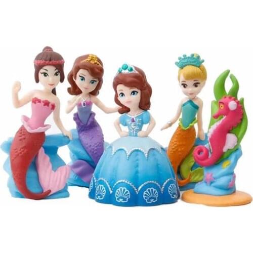 5pcs/set Sophia Mermaid Princess fashion doll cake decoration twisted egg decoration doll handmade model girl birthday gift