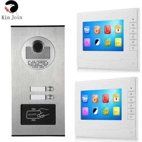 7 Inch Lcd Screen Memory Video Intercom Multi Apartment Building Video Doorbell With RFID Keyfob