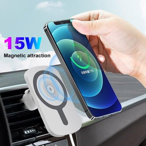 15W Fast Wireless Charging Air Vent Phone Holder Stand Magnetic Wireless Car Charger Mount For iPhone 12 Pro Max 12 Mini