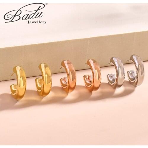 Badu Geometric Gold Round Small Hoop Earrings Punk Simple Copper Circle Earring for Women Temperament Hot Elegant Earrings Gift