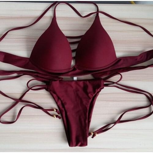 Bikinis 2020 Mujer Sexy Push Up Swimwear Women Swimsuit Bikini Set Cross Bandage Beach Bathing Suit Low Waist Beachwear