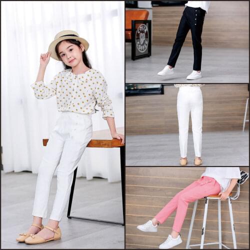 Girls' trousers summer clothes childrens self-cultivation big children 2021 new summer cropped pants leggings pencil pants