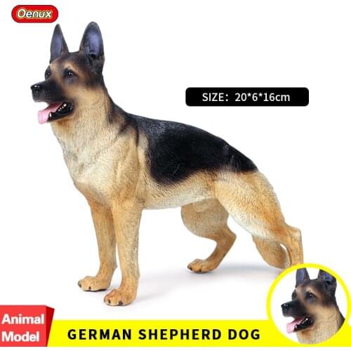 Oenux Genuine German Shepherd Dog Animals Simulation Big Dog Pet Action Figures Model PVC High Quality Lifelike Toy Kids Gift
