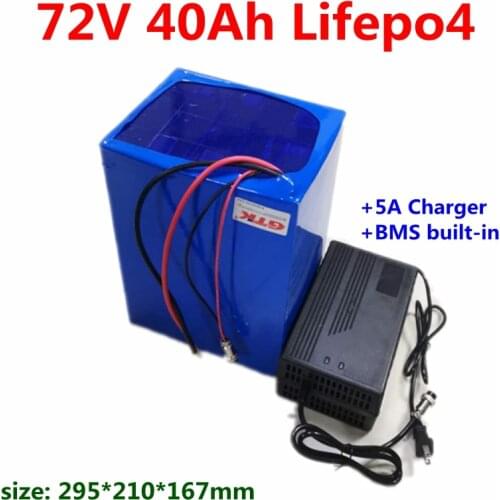 GTK 72V 40Ah Lifepo4 Lithium battery BMS 24S for 3000W 5000W 6000W electric motorcycle scooter Ebike balance car EV + 5A charger