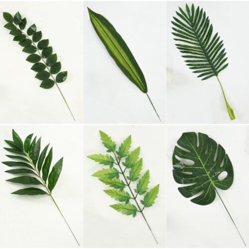 Hot sale High quality Artificial Monstera palm tree Leaves green Plastic leaf wedding DIY decoration Flowers arrangement plant
