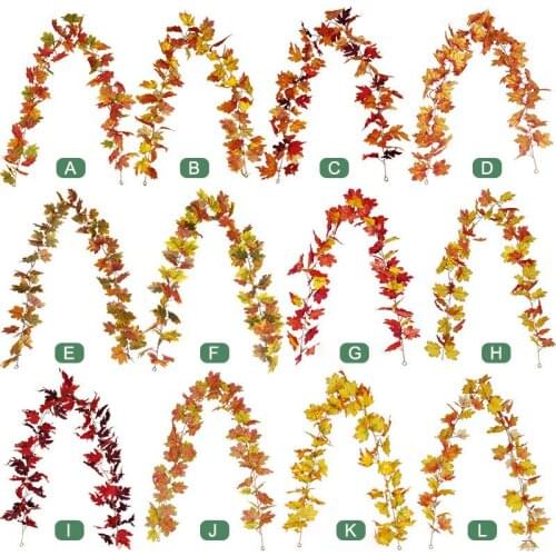 Artificial Maple Leaf Vivid Rattan Autumn Leaves Vine Garland For Halloween Decoration Home Garden Party Decor