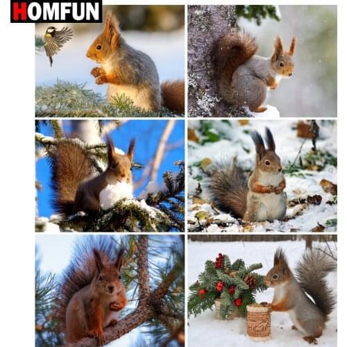 HOMFUN Paint With Diamond Embroidery "Forest squirrel sky" Diamond Painting Full Square Round Picture Of Rhinestone Decor