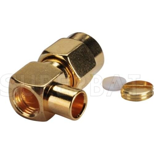 Superbat SMA Plug Right Angle Solder RF Coaxial Connector for Semi-rigid Cable .141'' RG402
