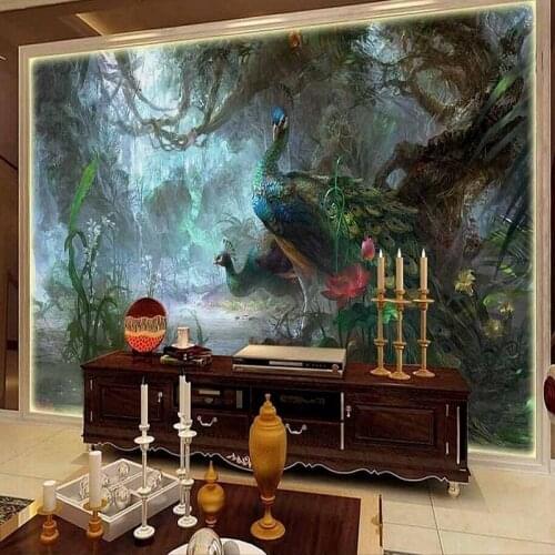 Beautiful peacock nature TV backdrop decorative painting background wallpaper cool wallpaper 3D bedroom corridor Beibehang