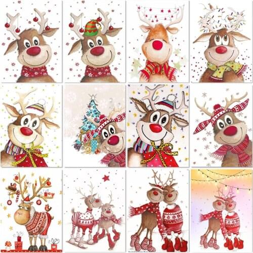 Full Square/Round Drill 5D Diy Diamond Painting Christmas Deer Diamond Mosaic Animal Embroidery Handmade Hobby Gift Home Decor
