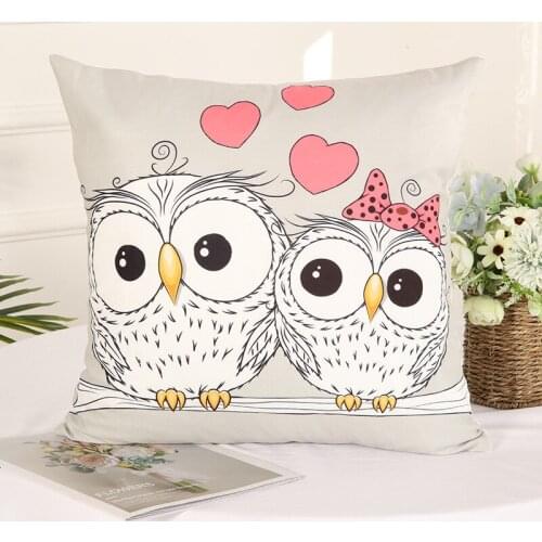Small fresh Japanese style kawaii animal series cushion pillowcase pillowcase cute cartoon printed linen pillowcase cushion