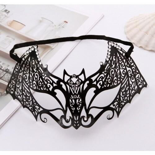 Metal Mask with Diamonds Mask Bar Party Performance Props Exquisite Metal Hollow Mask