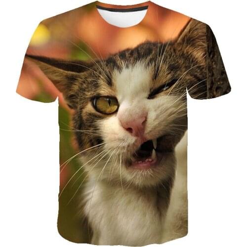 2021 3D Mens Anima Summer New Printed T-Shirt Super Funny Hip Hop Cat Fashion Short Sleeved O Neck Casual Clus Size Customized