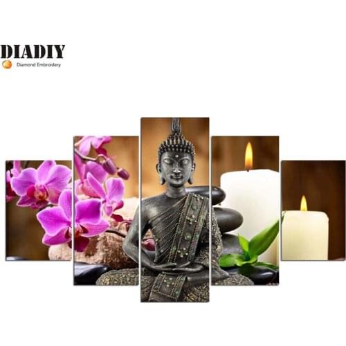 5pc Full Square&round drill 5D DIY Diamond embroidery Buddha Diamond Painting Cross Stitch Rhinestone Mosaic Kitchen Home Decor