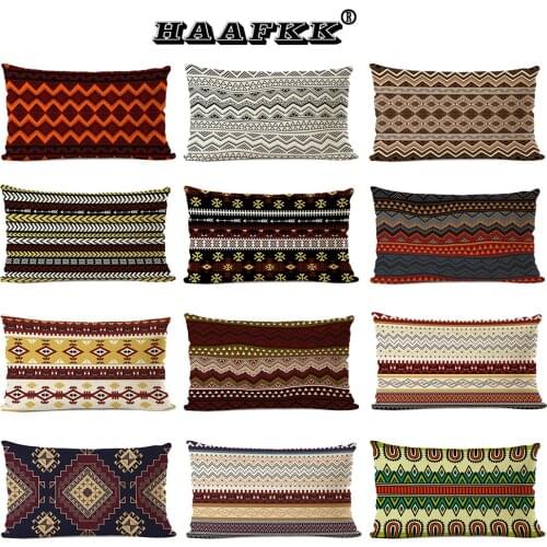 Geometric Cushion Cover 30x50cm Linen Pillow Bohemian Style Sofa Decorative Pillow Cover Colorful Pattern Double Sided Printing