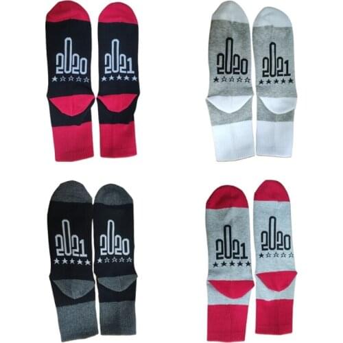 Men Women Novelty Funny Cotton Crew Socks 2020 2021 Middle Finger Star Printed Mid Tube Hosiery Christmas Holiday New Year Gifts