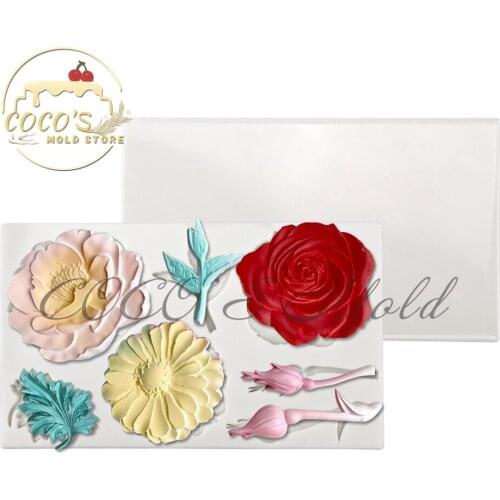 New Arrival Flower Rose Fondant Chocolate Candy Silicone Mold Cake Decorating Tools Kitchen Accessories Flower Design Bakeware