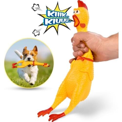 Pets Dog Toys Screaming Chicken Squeeze Sound Toy for Dogs Super Durable & Funny Squeaky Yellow Rubber Chicken Dog Chew Toy