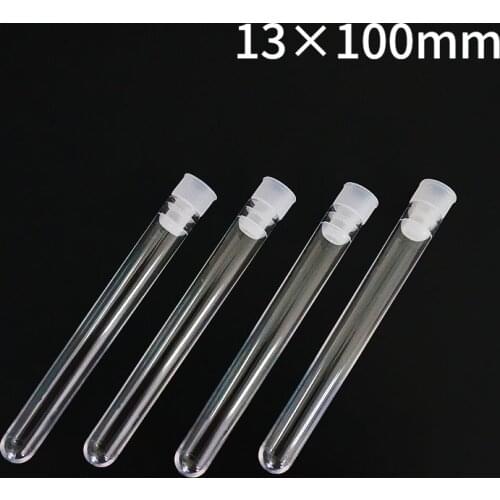 50pcs/lot 13x100mm Lab Plastic Test Tubes With Transparent Color Push Plugs Caps, School Lab Supplies