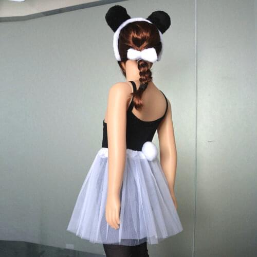 Panda Animal Cosplay Headband Tutu Skirt Tie Tail Set Boy Girl Children Party Props costume for kids Halloween Christmas New