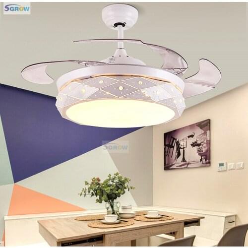 SGROW Invisible Fan Light Restaurant Living Room Bedroom Decoration Ceiling Fan Light Modern Minimalist Star Fan Chandelier
