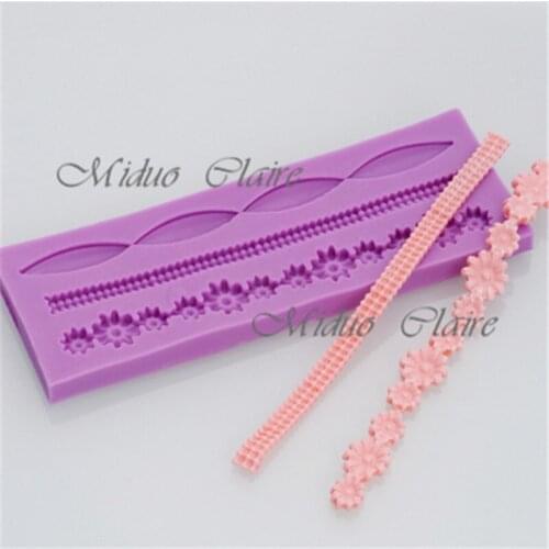 Silicone Floral Border Molds Great for Arts Crafts FLower Lace Mold Chocolate Gumpaste Mold Fondant Cake Decoration Tools SM-047