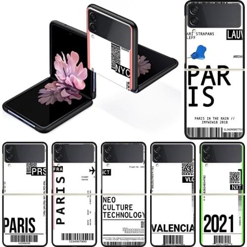 Fold Phone Case for Samsung Galaxy Z Flip 3 Silicone Funda Tpu Hard Shockproof Cover Fashion Coque Paris Mexico City Ticket