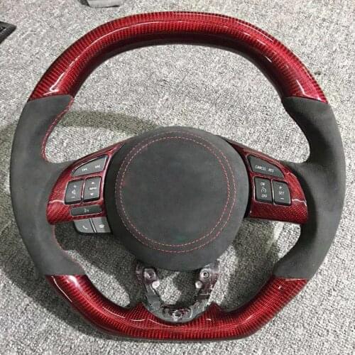 Supercar Cuatomized Real Carbon Fiber Sports Steering Wheel Alcantara Leather compatible for Mazda Alexa 2015-2021