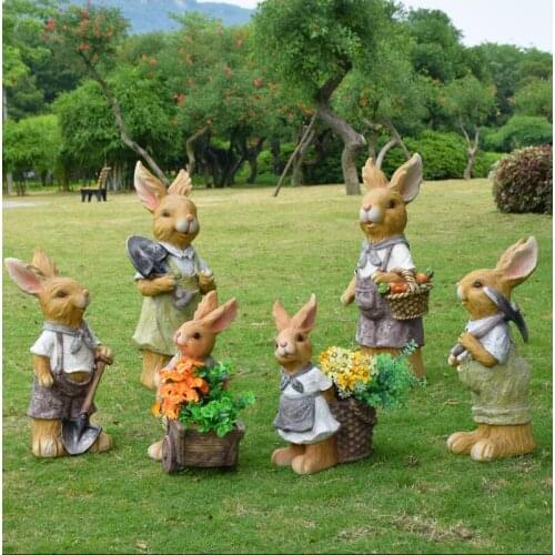 Outdoor Simulation Animal Decoration Garden Landscape Sculpture Resin Cartoon Bunny Decoration Villa Garden Garden Decoration
