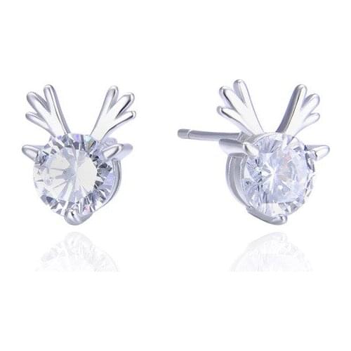 YJBR002403 Euro-American Fashion Jewelry S925 Sterling Silver Ornaments Deer Elk Ear Nails Girls Zircon Stud Earrings