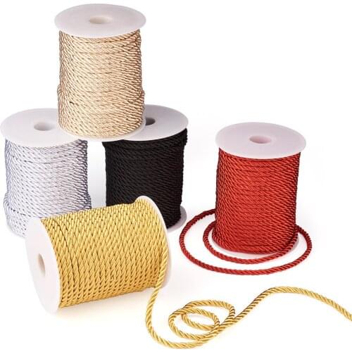 1Roll 5mm 32.8 Yards Polyester Twisted Binding Rope with Decorative Rope Decorative Trim Cord Thread String For Jewelry Making