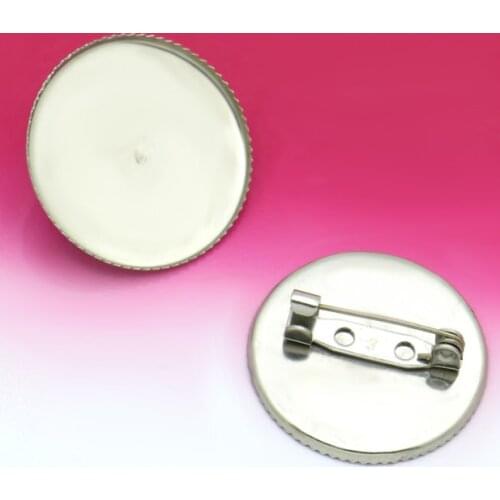 10pcs ( No Fade ) 18 20 25mm Inner Size Stainless Steel Material Brooch Style Cabochon Base Cameo Setting Charms Pendant Tray