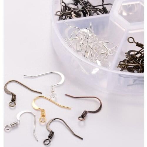 120pcs/box 6 Color Brass Earring Hooks Golden Antique Bronze Red Copper Gunmetal For DIY Jewelry Finding Making Earrrings
