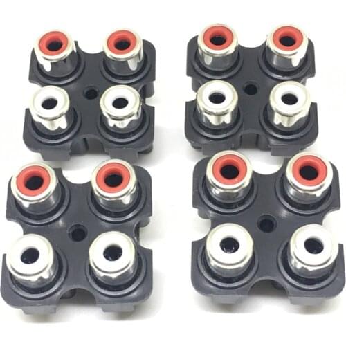 HFES 2 Pcs PCB Mount A/V Concentric Outlet 4RCA Female Jack Socket